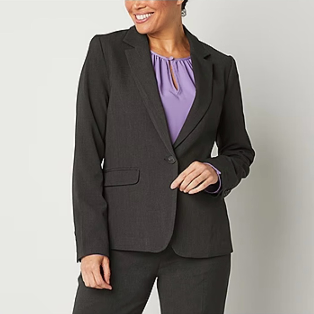 NWT Liz Claiborne Regular Fit Charcoal Grey Blazer, Size 6